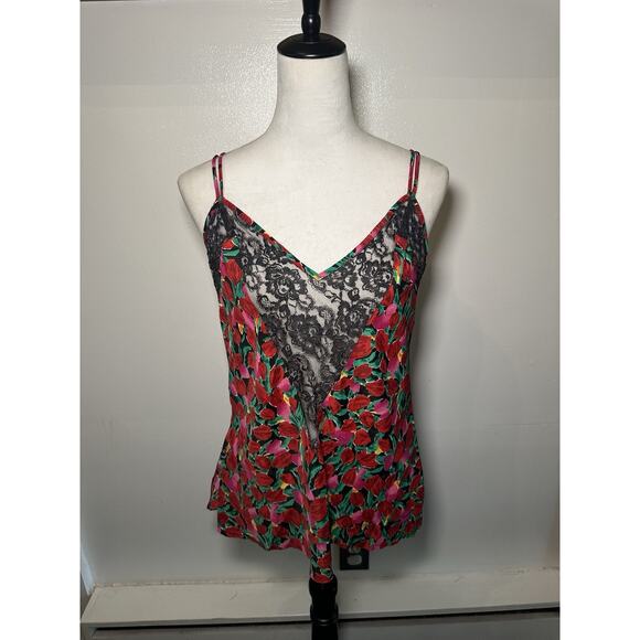 Vintage 90s VICTORIA'S SECRET Lace TULIP FLORAL Print Lingerie Slip Night Gown - Picture 1 of 8